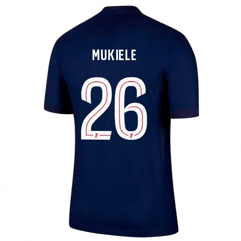 Danxen Mænd Nordi Mukiele #26 Navy Rød Hjemmebane Spillertrøjer 2025/26 Trøje T-Shirt