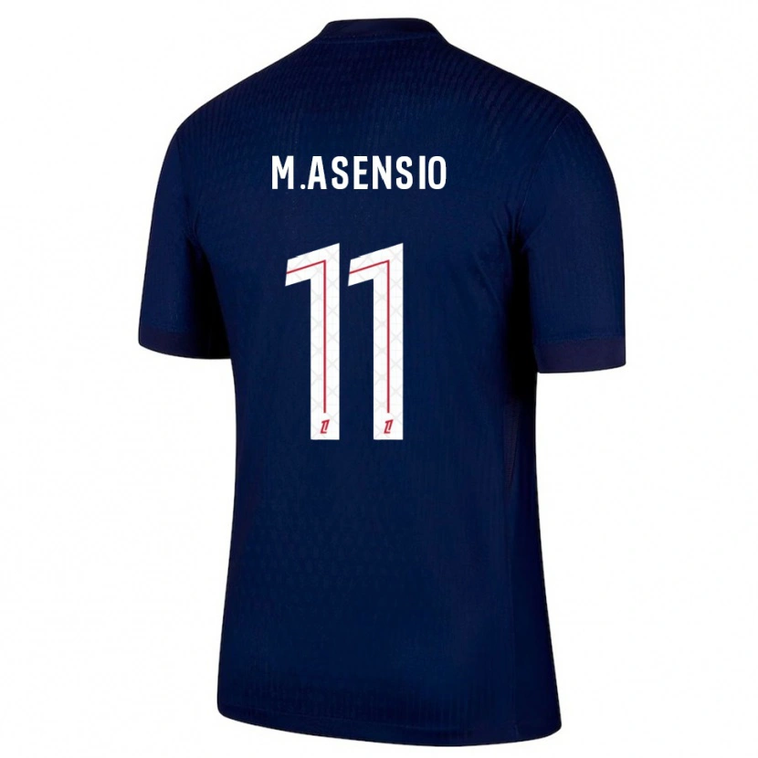 Danxen Mænd Marco Asensio #11 Navy Rød Hjemmebane Spillertrøjer 2025/26 Trøje T-Shirt