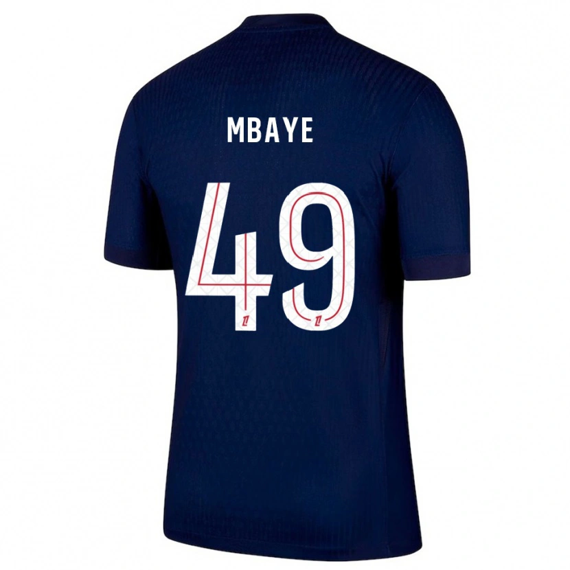 Danxen Mænd Ibrahim Mbaye #49 Navy Rød Hjemmebane Spillertrøjer 2025/26 Trøje T-Shirt