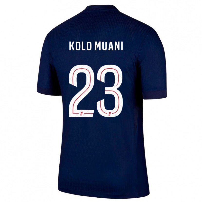 Danxen Mænd Randal Kolo Muani #23 Navy Rød Hjemmebane Spillertrøjer 2025/26 Trøje T-Shirt