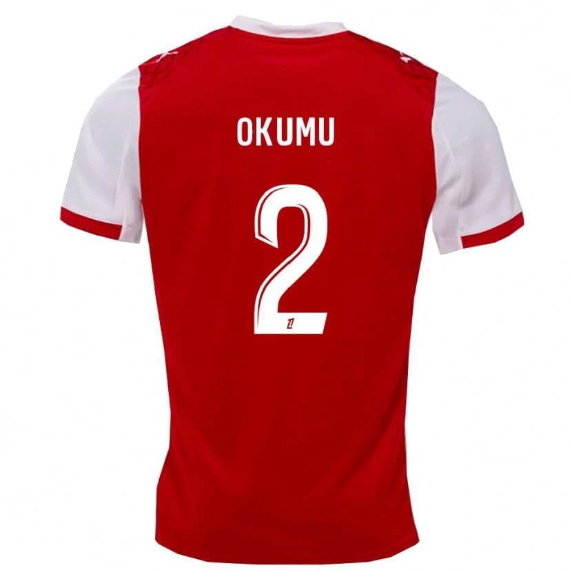Danxen Mænd Joseph Okumu #2 Rød Hvid Hjemmebane Spillertrøjer 2025/26 Trøje T-Shirt