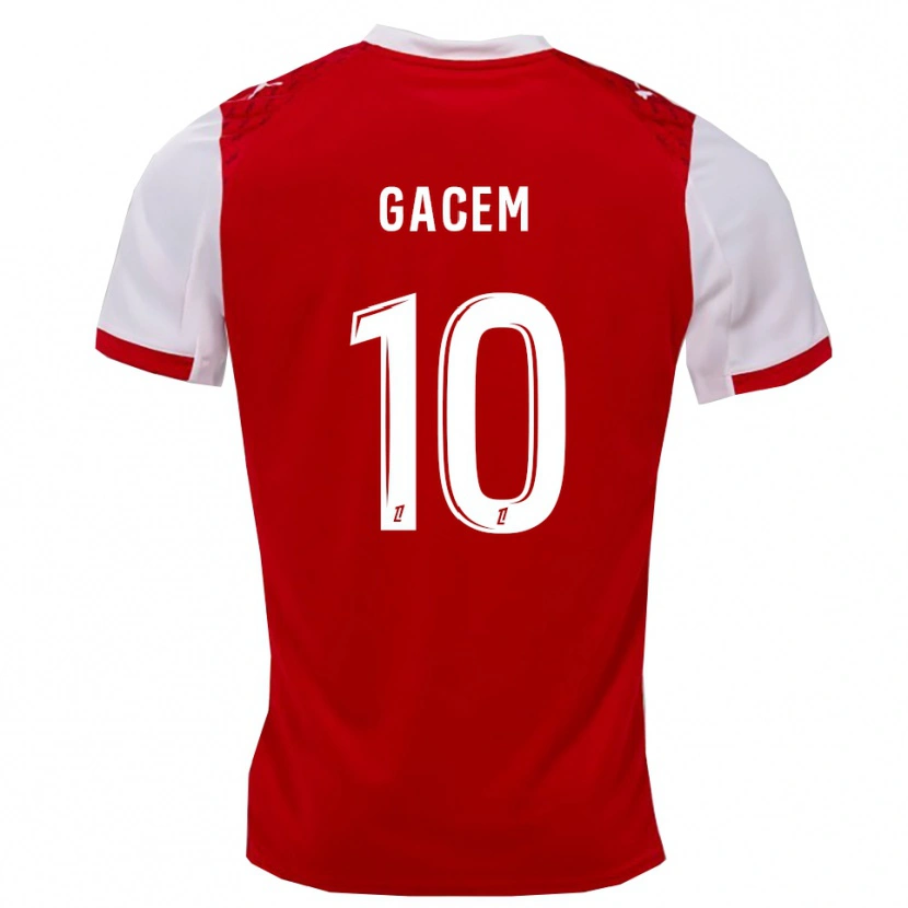 Danxen Mænd Yacine Gacem #10 Rød Hvid Hjemmebane Spillertrøjer 2025/26 Trøje T-Shirt
