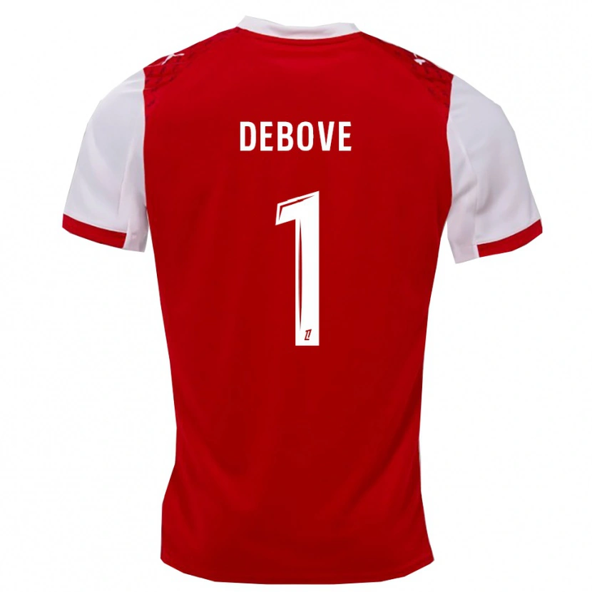 Danxen Mænd Maxime Debove #1 Rød Hvid Hjemmebane Spillertrøjer 2025/26 Trøje T-Shirt