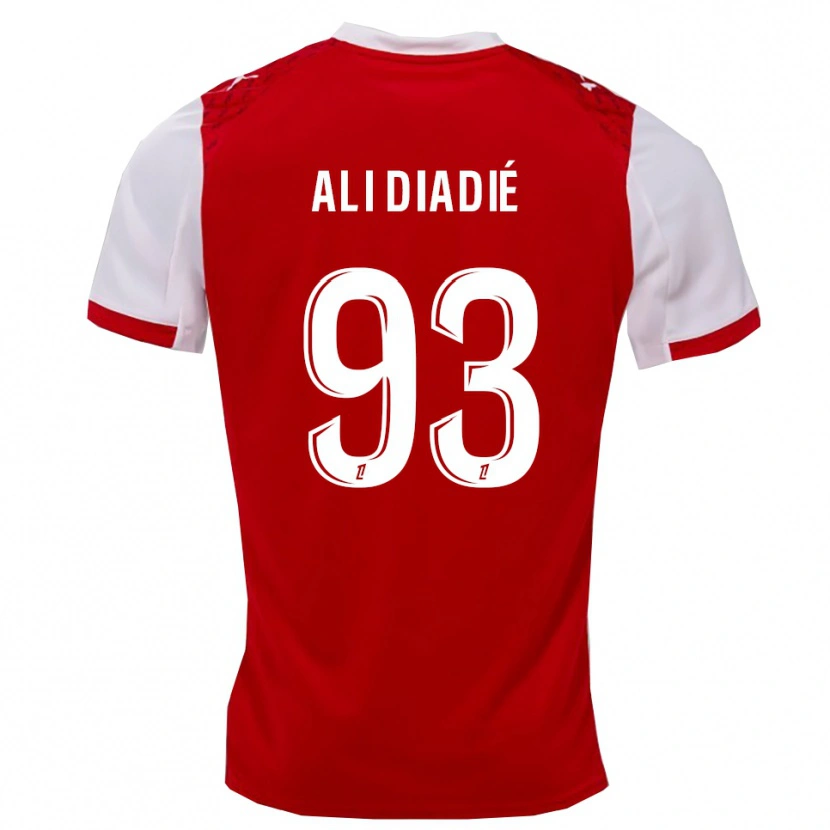 Danxen Mænd Mohamed Ali Diadié #93 Rød Hvid Hjemmebane Spillertrøjer 2025/26 Trøje T-Shirt