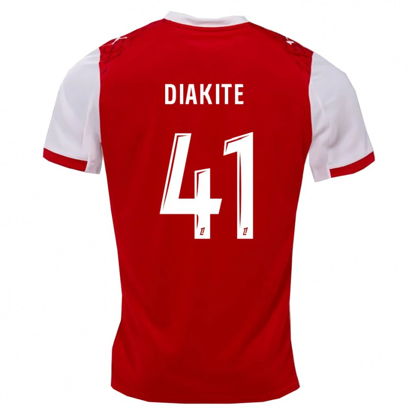 Danxen Mænd Ibrahim Diakité #41 Rød Hvid Hjemmebane Spillertrøjer 2025/26 Trøje T-Shirt