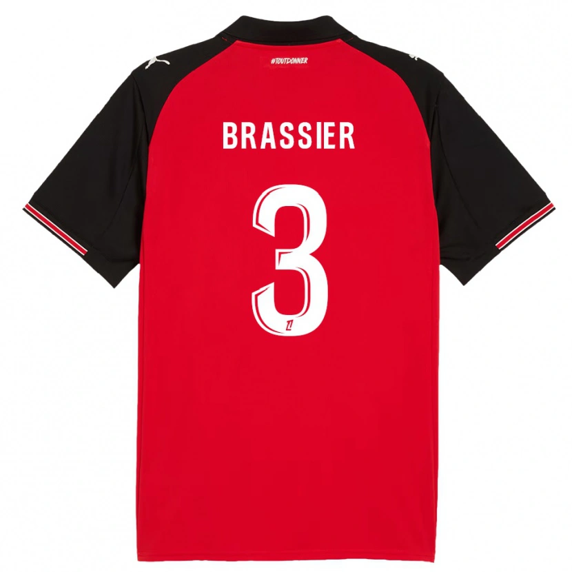 Danxen Mænd Lilian Brassier #3 Rød Sort Hjemmebane Spillertrøjer 2025/26 Trøje T-Shirt