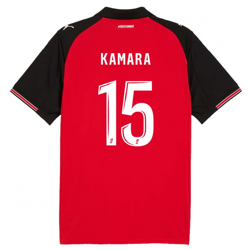 Danxen Mænd Glen Kamara #15 Rød Sort Hjemmebane Spillertrøjer 2025/26 Trøje T-Shirt