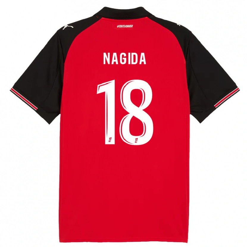 Danxen Mænd Mahamadou Nagida #18 Rød Sort Hjemmebane Spillertrøjer 2025/26 Trøje T-Shirt