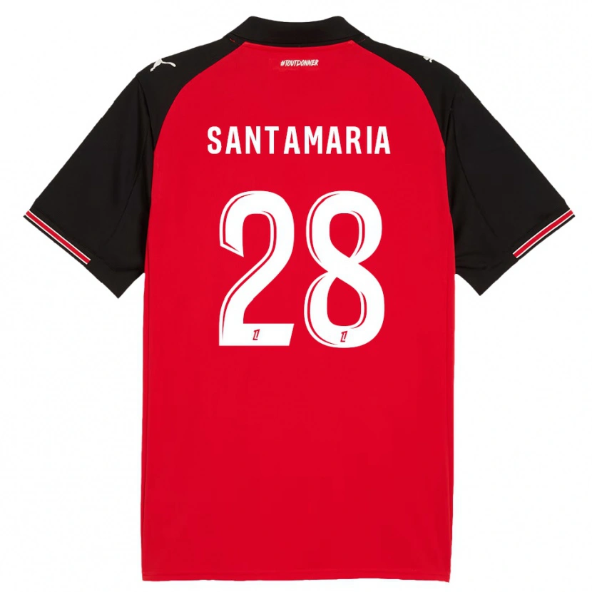 Danxen Mænd Baptiste Santamaria #28 Rød Sort Hjemmebane Spillertrøjer 2025/26 Trøje T-Shirt