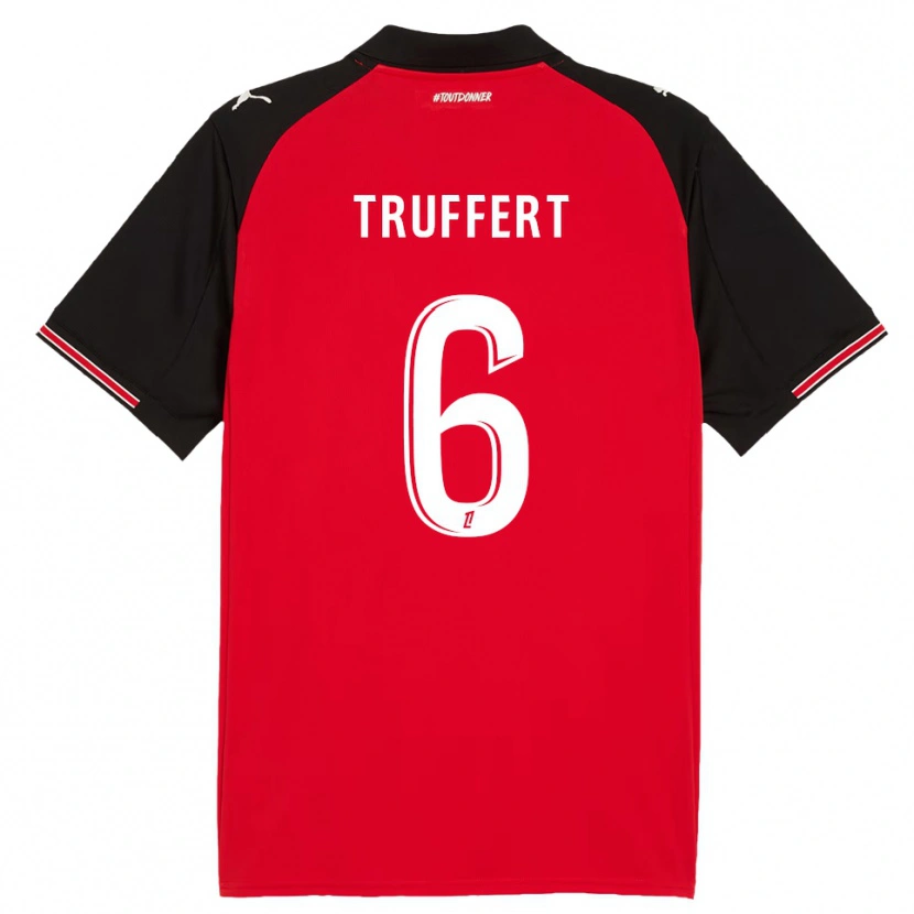 Danxen Mænd Florian Truffert #6 Rød Sort Hjemmebane Spillertrøjer 2025/26 Trøje T-Shirt