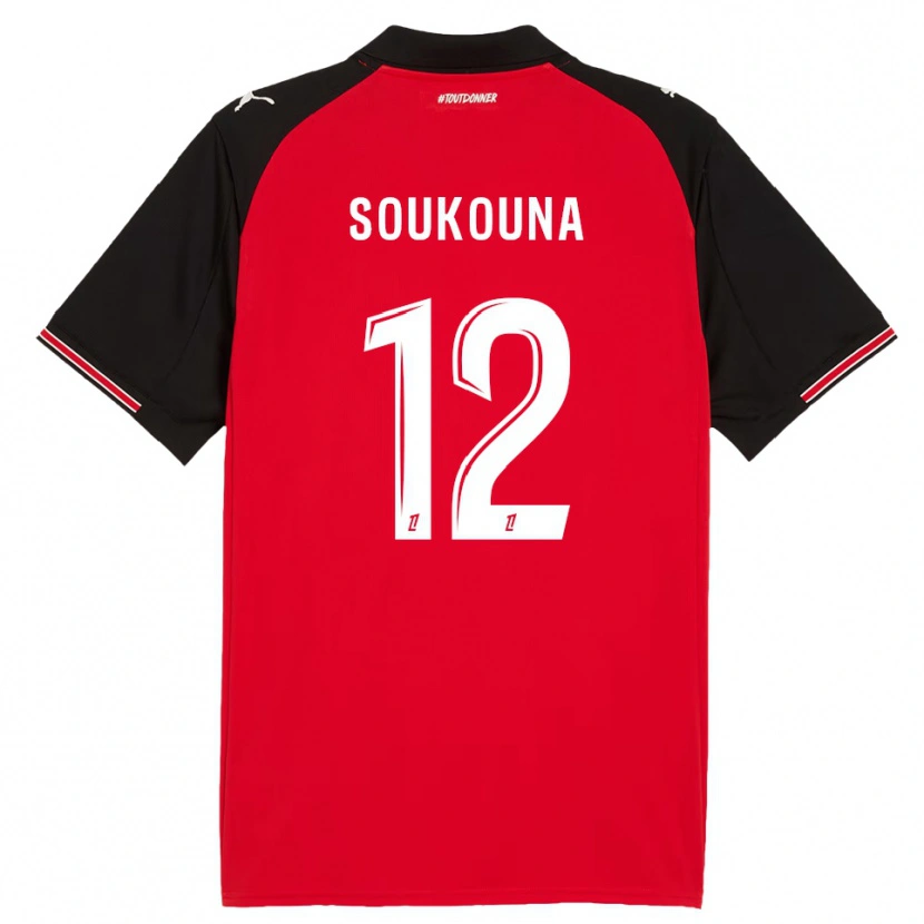 Danxen Mænd Isiaka Soukouna #12 Rød Sort Hjemmebane Spillertrøjer 2025/26 Trøje T-Shirt