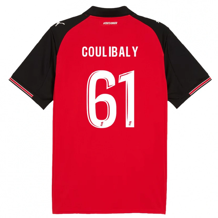 Danxen Mænd Joël-Emmanuel Coulibaly #61 Rød Sort Hjemmebane Spillertrøjer 2025/26 Trøje T-Shirt