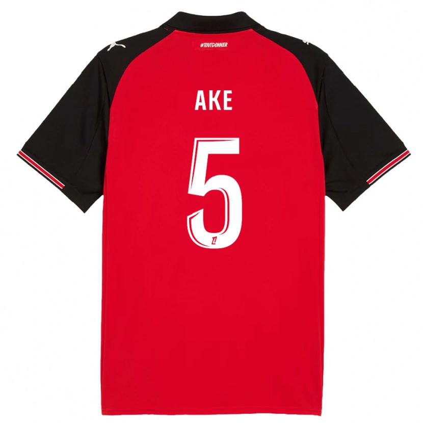 Danxen Mænd Junior Ake #5 Rød Sort Hjemmebane Spillertrøjer 2025/26 Trøje T-Shirt