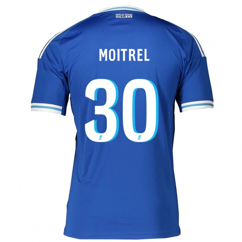 Danxen Mænd Pauline Moitrel #30 Blå Hvid Hjemmebane Spillertrøjer 2025/26 Trøje T-Shirt