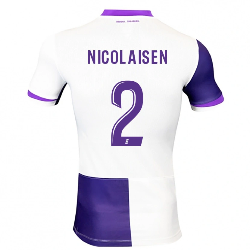 Danxen Mænd Rasmus Nicolaisen #2 Lilla Hvid Hjemmebane Spillertrøjer 2025/26 Trøje T-Shirt
