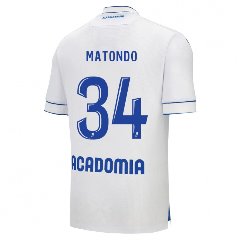 Danxen Mænd Rudy Matondo #34 Hvid Blå Hjemmebane Spillertrøjer 2025/26 Trøje T-Shirt