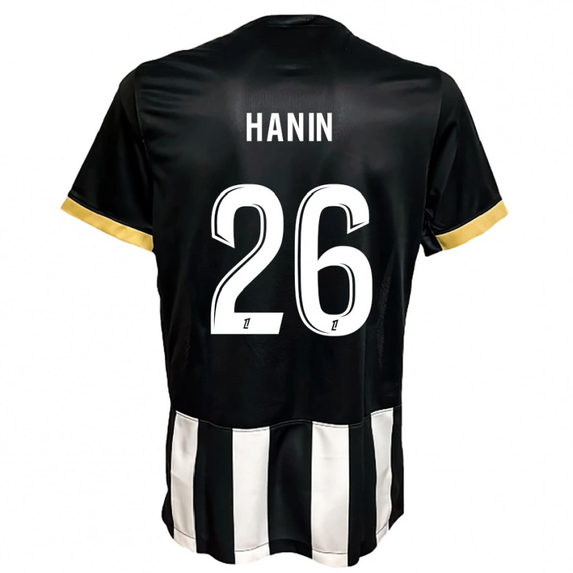 Danxen Mænd Florent Hanin #26 Sort Hvid Hjemmebane Spillertrøjer 2025/26 Trøje T-Shirt
