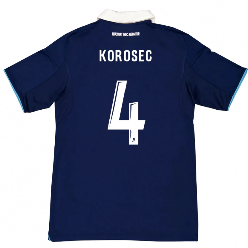 Danxen Mænd Kaja Korošec #4 Mørkeblå Hvid Hjemmebane Spillertrøjer 2025/26 Trøje T-Shirt