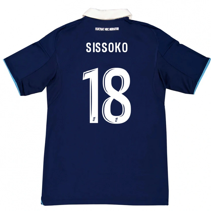 Danxen Mænd Omar Sissoko #18 Mørkeblå Hvid Hjemmebane Spillertrøjer 2025/26 Trøje T-Shirt