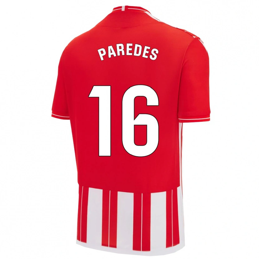 Danxen Mænd Yago Paredes #16 Rød Hvid Hjemmebane Spillertrøjer 2025/26 Trøje T-Shirt