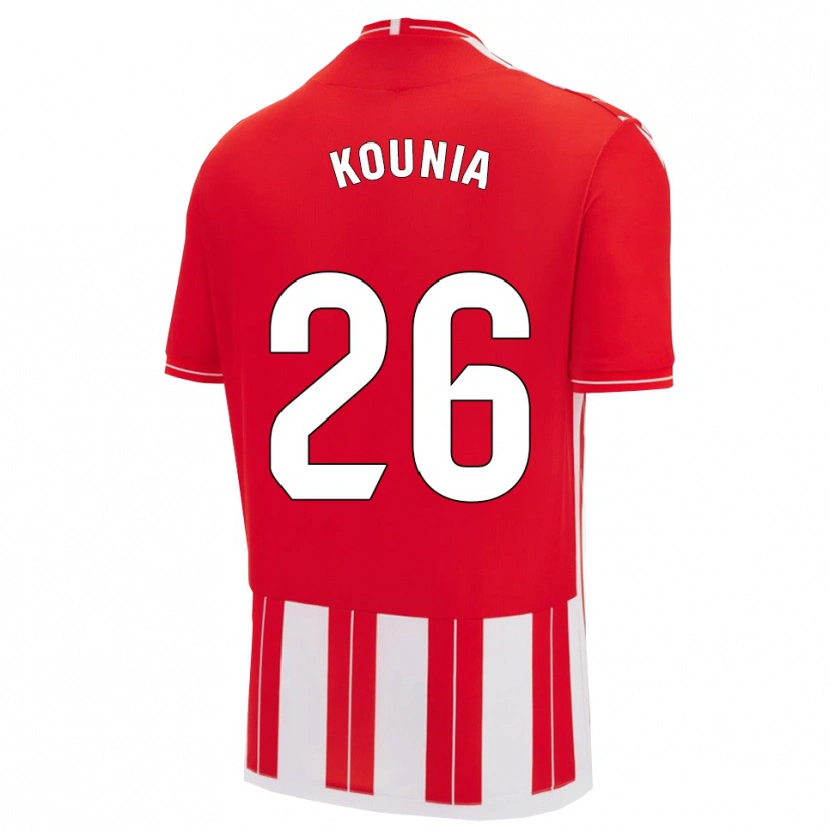 Danxen Mænd Houssam Kounia #26 Rød Hvid Hjemmebane Spillertrøjer 2025/26 Trøje T-Shirt