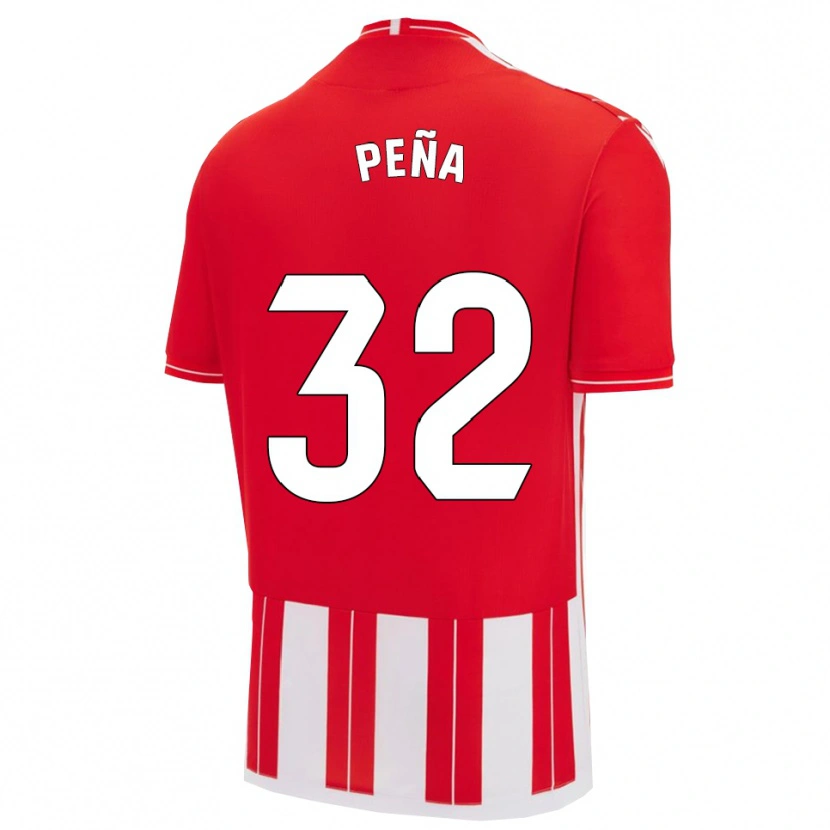 Danxen Mænd Marcos Peña #32 Rød Hvid Hjemmebane Spillertrøjer 2025/26 Trøje T-Shirt
