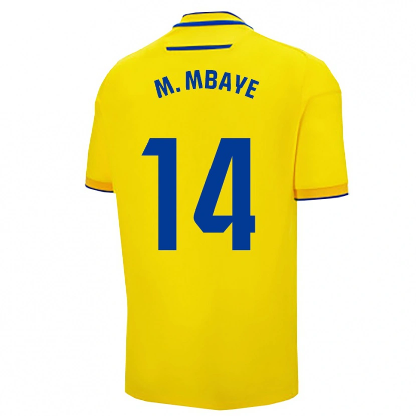 Danxen Mænd Momo Mbaye #14 Gul Navy Hjemmebane Spillertrøjer 2025/26 Trøje T-Shirt