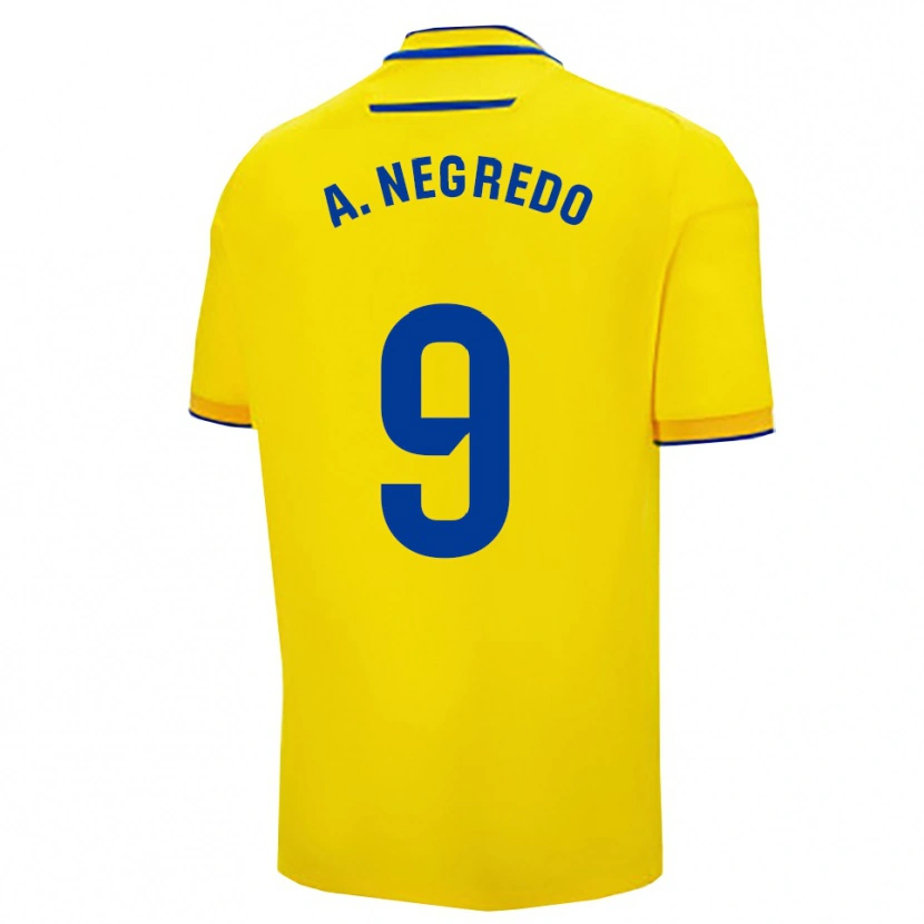 Danxen Mænd Álvaro Negredo #9 Gul Navy Hjemmebane Spillertrøjer 2025/26 Trøje T-Shirt
