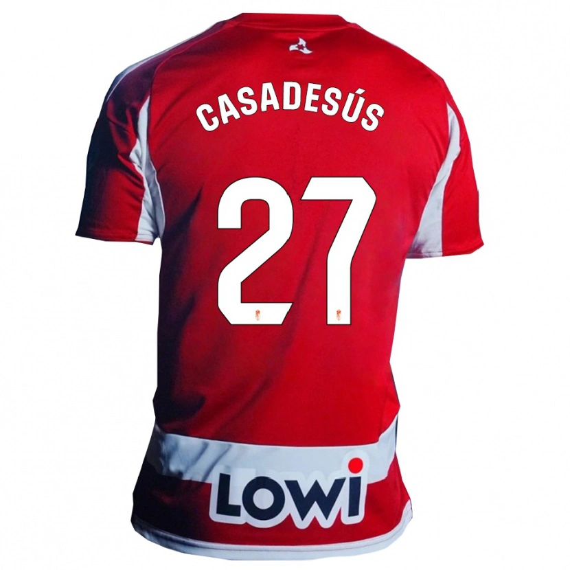 Danxen Mænd Pau Casadesús #27 Rød Hvid Hjemmebane Spillertrøjer 2025/26 Trøje T-Shirt