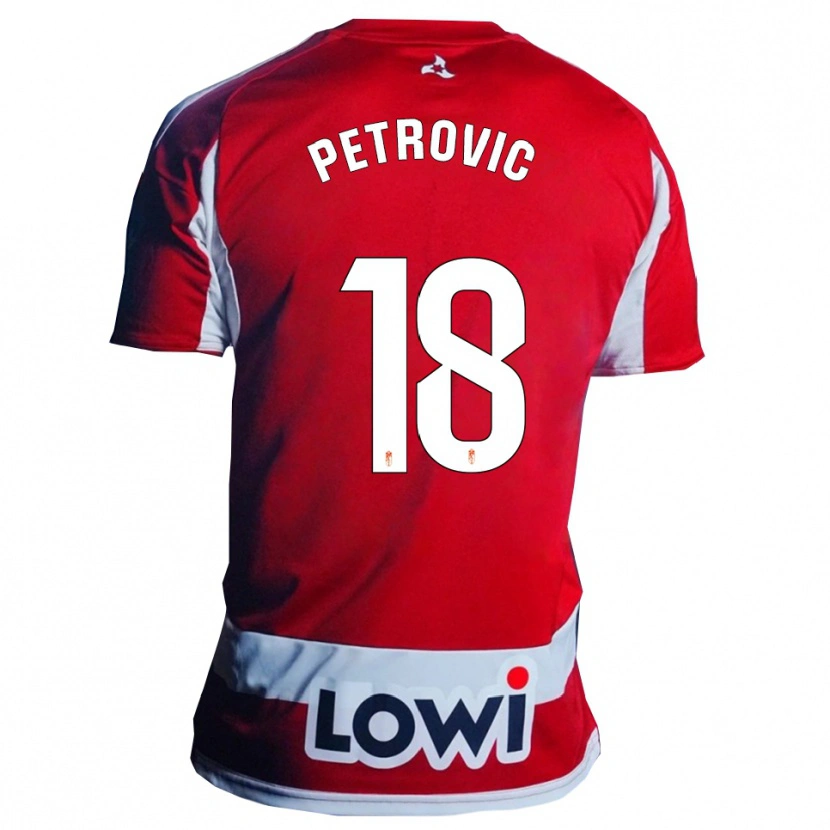 Danxen Mænd Njegos Petrovic #18 Rød Hvid Hjemmebane Spillertrøjer 2025/26 Trøje T-Shirt