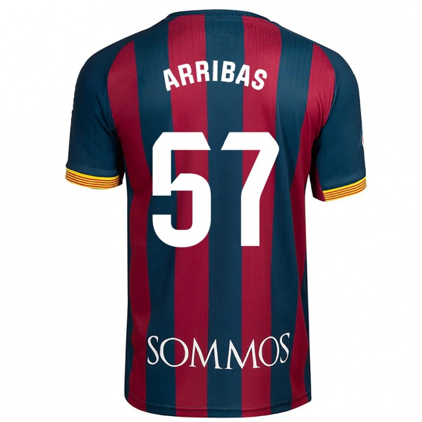 Danxen Mænd Sergio Arribas #57 Navy Blå Rød Hjemmebane Spillertrøjer 2025/26 Trøje T-Shirt