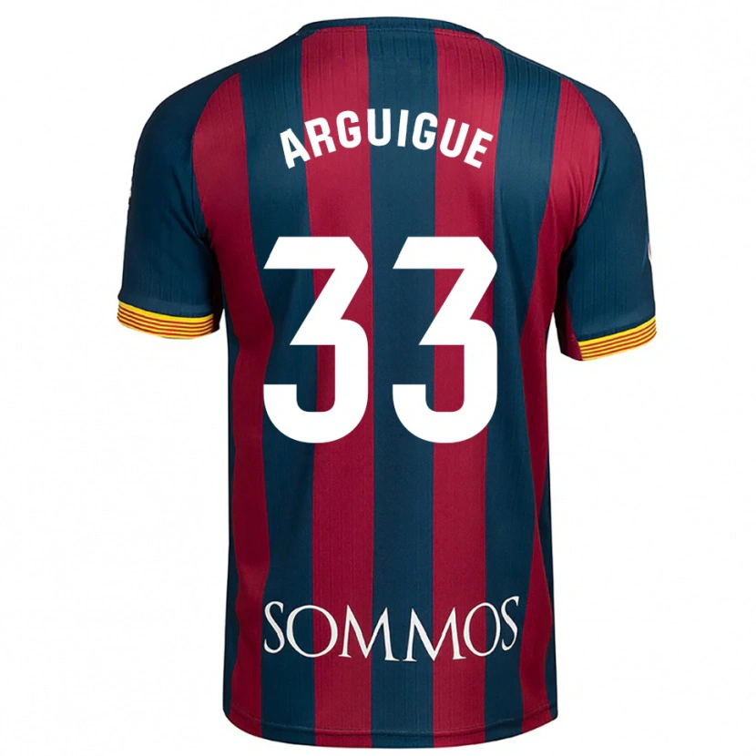 Danxen Mænd Ayman Arguigue #33 Navy Blå Rød Hjemmebane Spillertrøjer 2025/26 Trøje T-Shirt