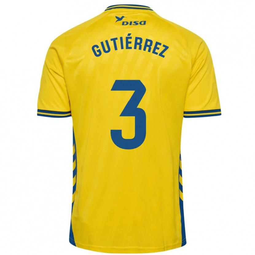 Danxen Mænd Cristian Gutiérrez #3 Gul Blå Hjemmebane Spillertrøjer 2025/26 Trøje T-Shirt