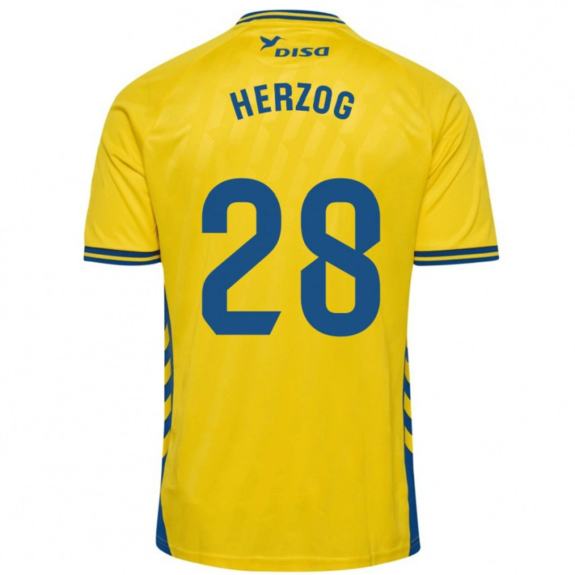 Danxen Mænd Juanma Herzog #28 Gul Blå Hjemmebane Spillertrøjer 2025/26 Trøje T-Shirt