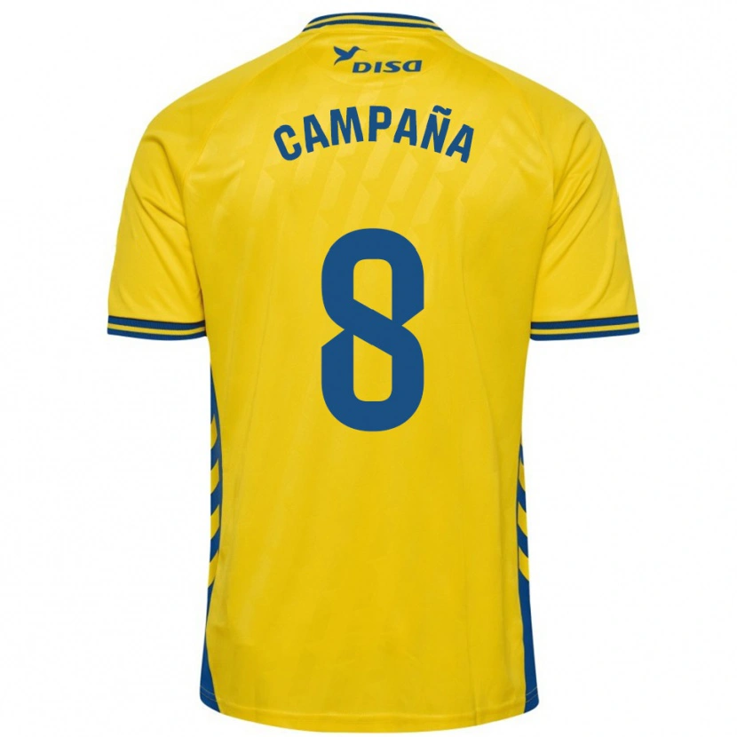 Danxen Mænd José Campaña #8 Gul Blå Hjemmebane Spillertrøjer 2025/26 Trøje T-Shirt