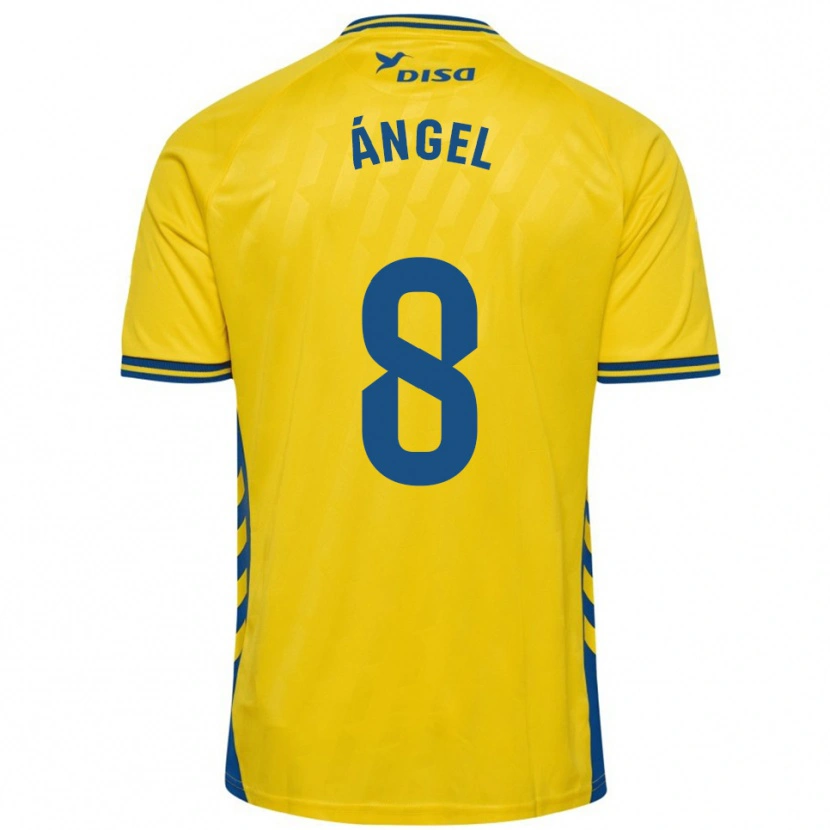 Danxen Mænd José Ángel #8 Gul Blå Hjemmebane Spillertrøjer 2025/26 Trøje T-Shirt