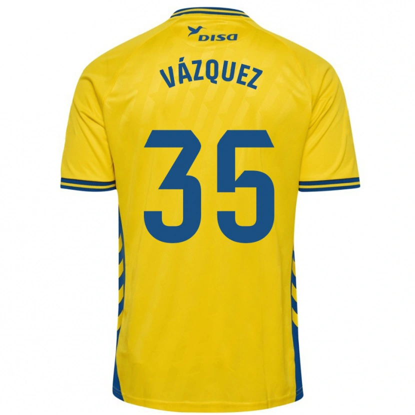 Danxen Mænd Adrián Vázquez #35 Gul Blå Hjemmebane Spillertrøjer 2025/26 Trøje T-Shirt