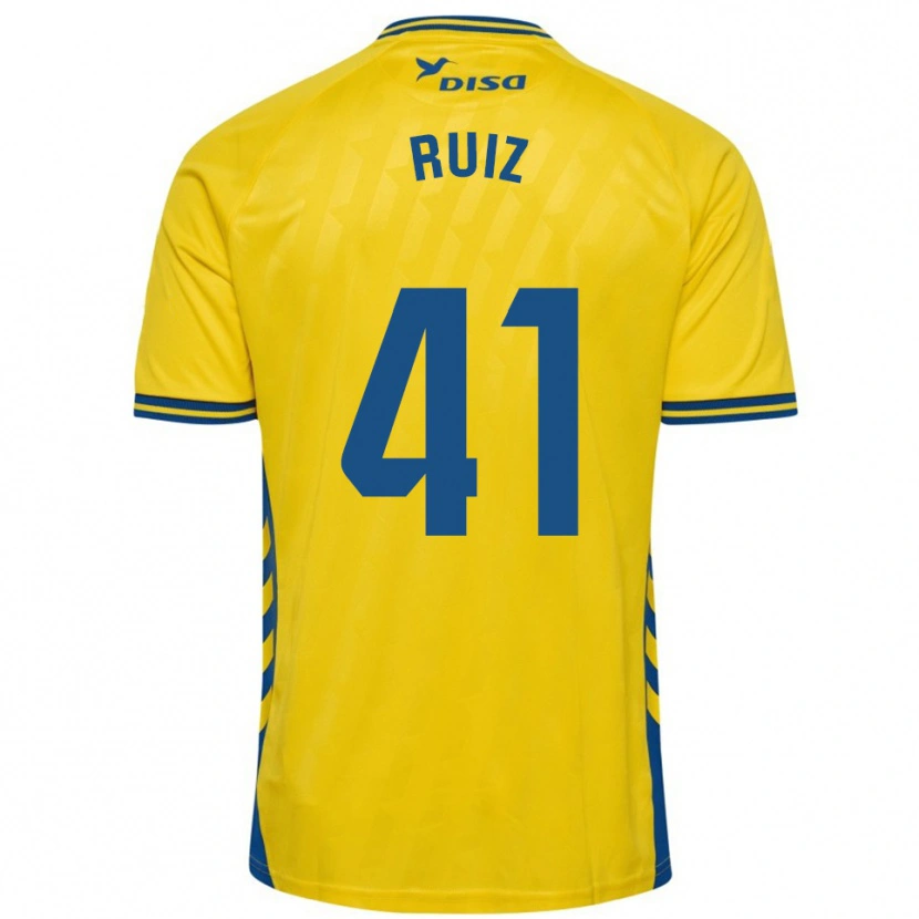 Danxen Mænd Sergio Ruiz #41 Gul Blå Hjemmebane Spillertrøjer 2025/26 Trøje T-Shirt