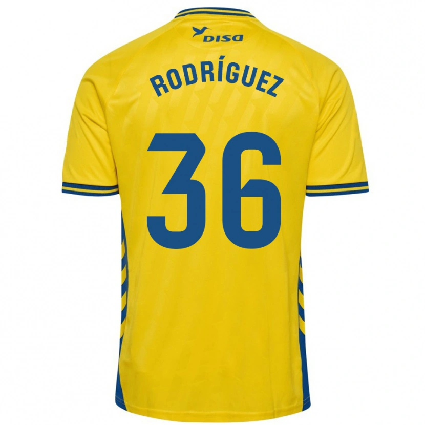 Danxen Mænd Arturo Rodríguez #36 Gul Blå Hjemmebane Spillertrøjer 2025/26 Trøje T-Shirt