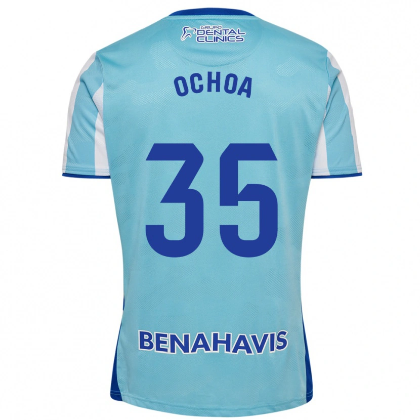 Danxen Mænd Aarón Ochoa #35 Himmelblå Hvid Hjemmebane Spillertrøjer 2025/26 Trøje T-Shirt