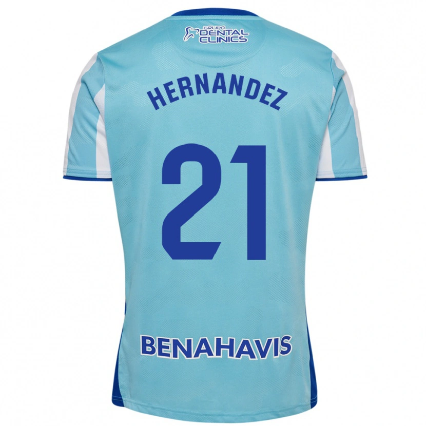Danxen Mænd Juan Hernández #21 Himmelblå Hvid Hjemmebane Spillertrøjer 2025/26 Trøje T-Shirt