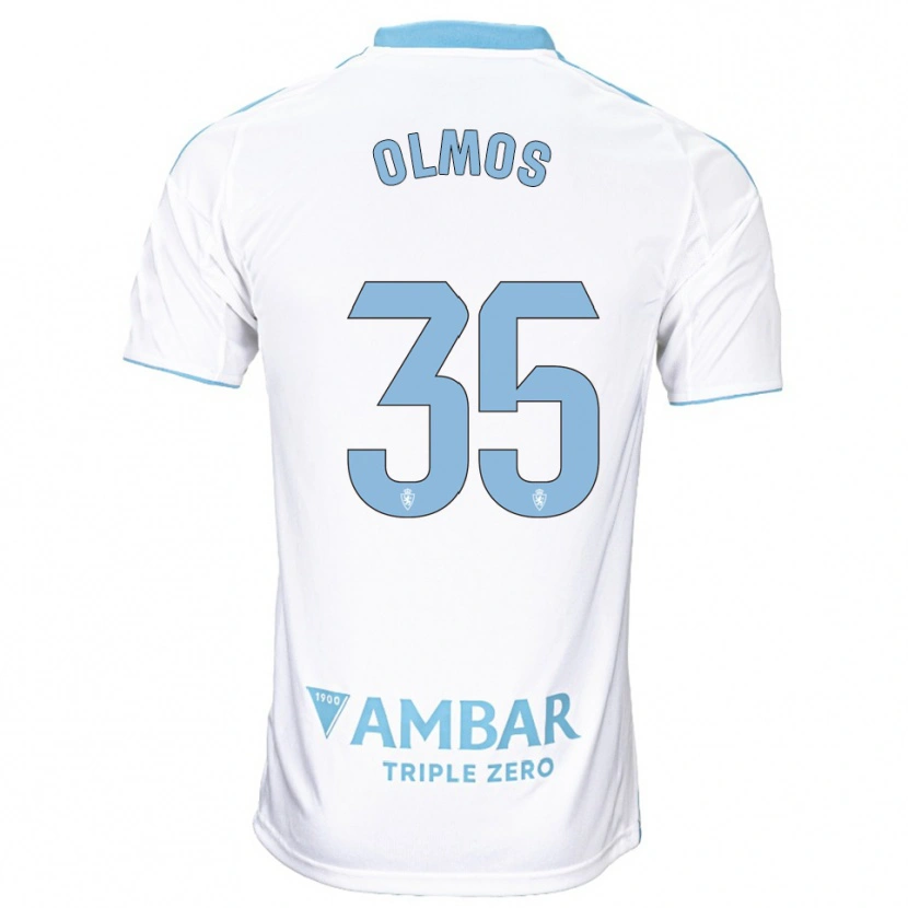 Danxen Mænd Lucas Olmos #35 Hvid Himmelblå Hjemmebane Spillertrøjer 2025/26 Trøje T-Shirt