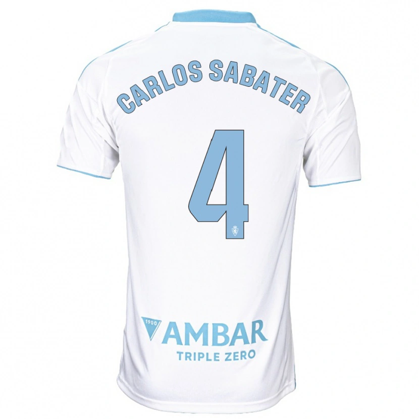 Danxen Mænd Juan Carlos Sabater #4 Hvid Himmelblå Hjemmebane Spillertrøjer 2025/26 Trøje T-Shirt