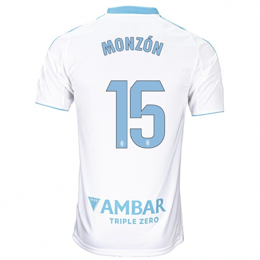 Danxen Mænd Diego Monzón #15 Hvid Himmelblå Hjemmebane Spillertrøjer 2025/26 Trøje T-Shirt