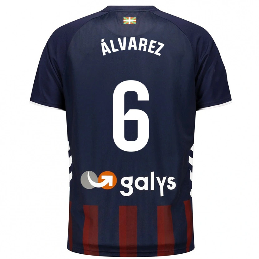 Danxen Mænd Sergio Álvarez #6 Navy Rød Hjemmebane Spillertrøjer 2025/26 Trøje T-Shirt