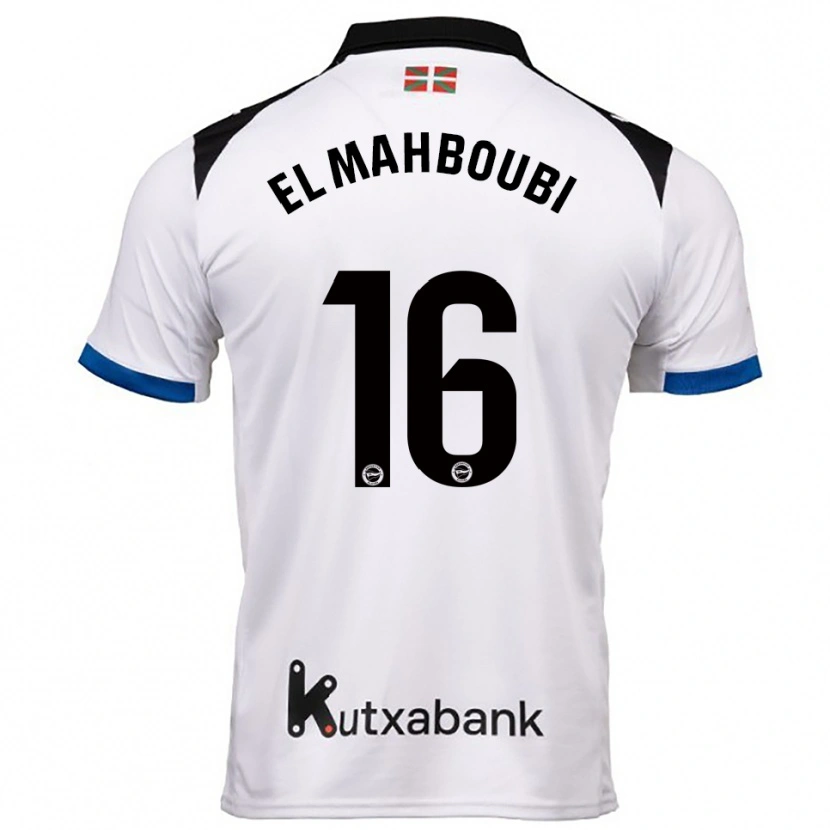 Danxen Mænd Sami El Mahboubi #16 Hvid Blå Udebane Spillertrøjer 2025/26 Trøje T-Shirt