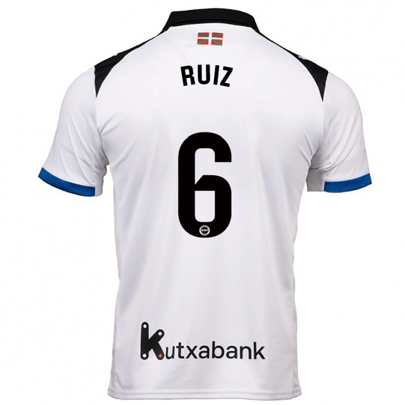Danxen Mænd Markel Ruiz #6 Hvid Blå Udebane Spillertrøjer 2025/26 Trøje T-Shirt