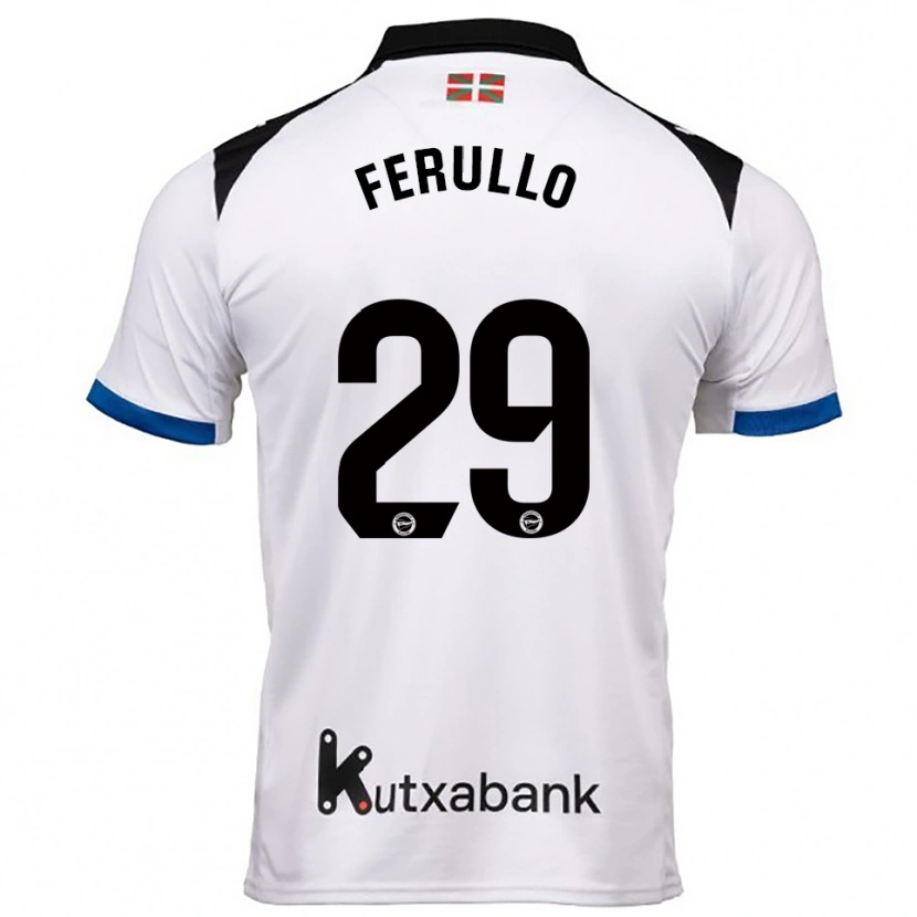 Danxen Mænd Flavio Ferullo #29 Hvid Blå Udebane Spillertrøjer 2025/26 Trøje T-Shirt