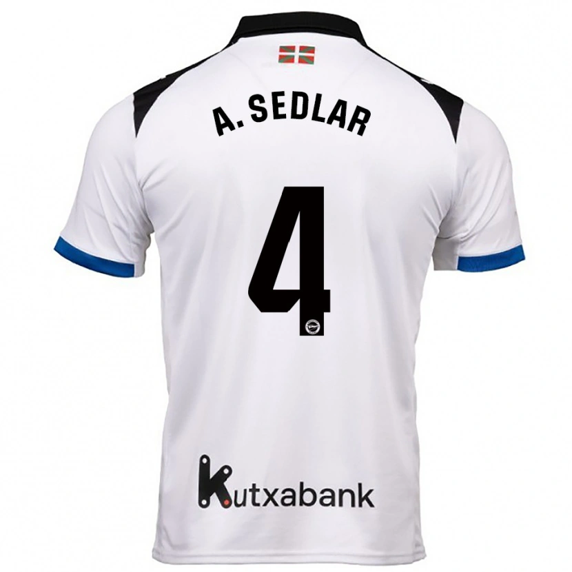 Danxen Mænd Aleksandar Sedlar #4 Hvid Blå Udebane Spillertrøjer 2025/26 Trøje T-Shirt