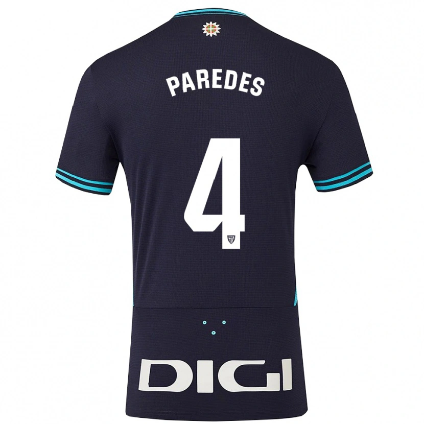 Danxen Mænd Aitor Paredes #4 Navy Himmelblå Udebane Spillertrøjer 2025/26 Trøje T-Shirt